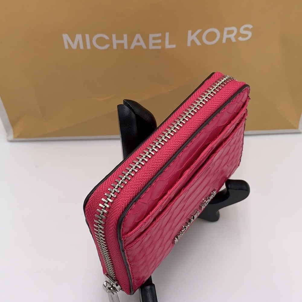 MICHAEL KORS MEDIUM ZIP AROUND CARD CASE WALLET ELECTRIC PINK COLOR - Picture 11 of 12